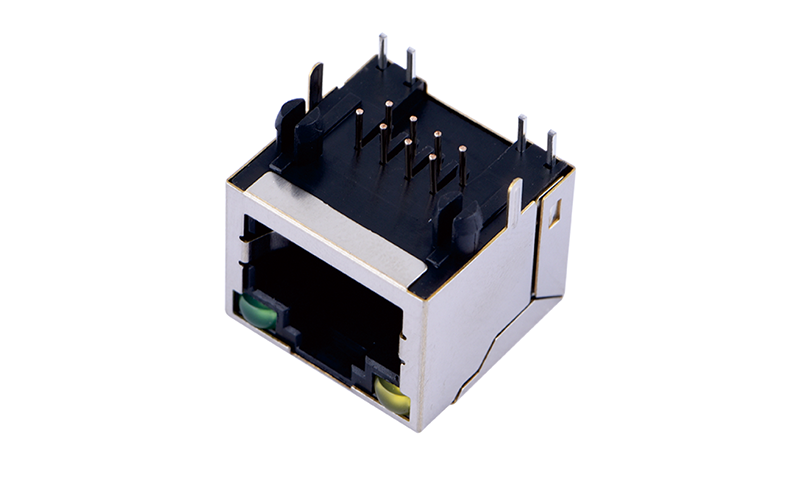 409412871-RJ45 8P8C DIP 90°无弹有灯 左绿右黄