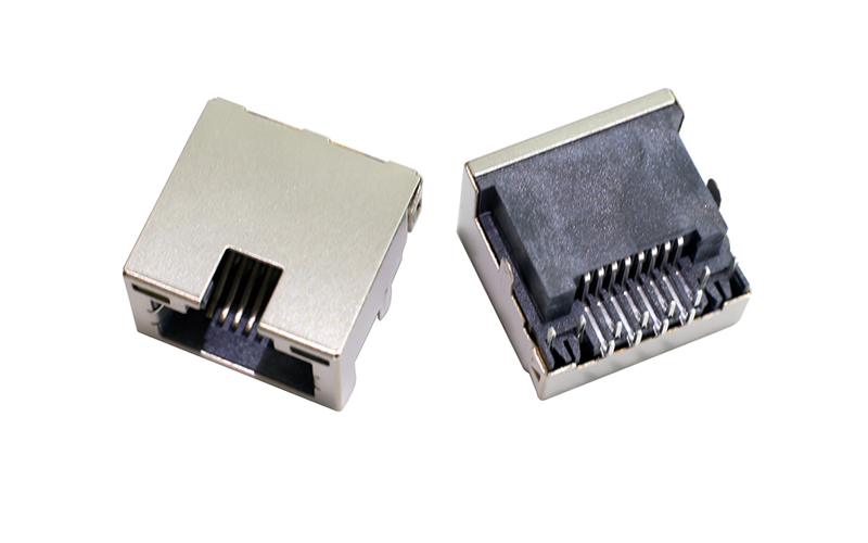 109010111-RJ45 沉板4.2 DIP直脚有壳有灯