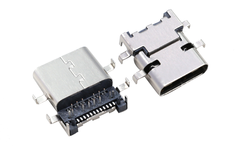 104010512-TYPE-C 母座24PIN 沉板CH0.4前插后贴带柱