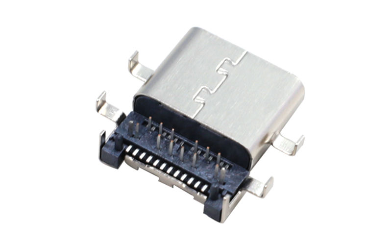 104010512-TYPE-C 母座24PIN 沉板CH0.4前插后贴带柱