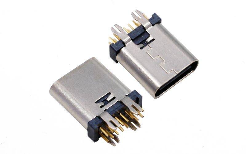 104013661-USB3.1 TYPE C 14P直立式 母座连接器DIP脚