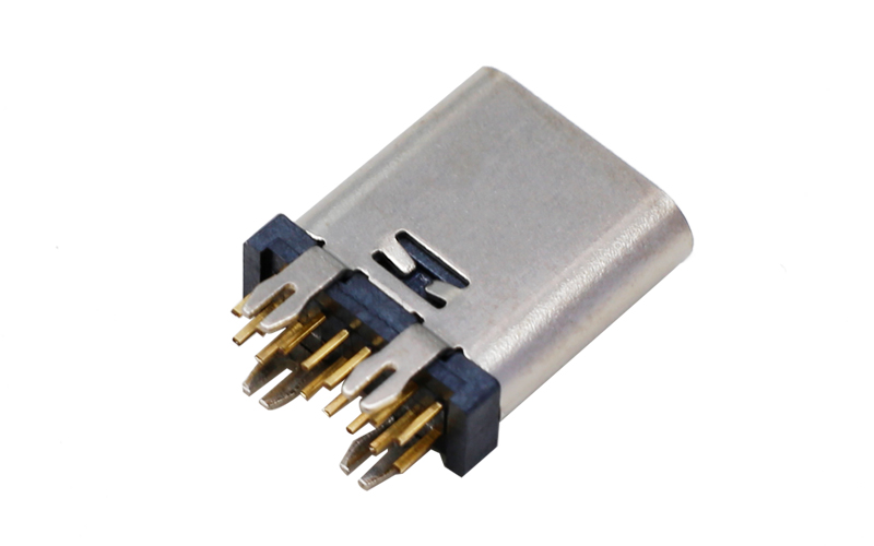 104013661-USB3.1 TYPE C 14P直立式 母座连接器DIP脚