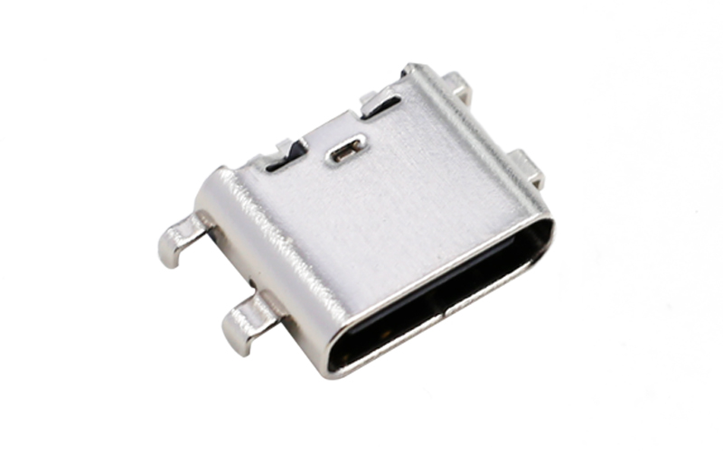 104316072-TYPE-C 6P母座沉板0.8 外壳4脚插板 充电连接器