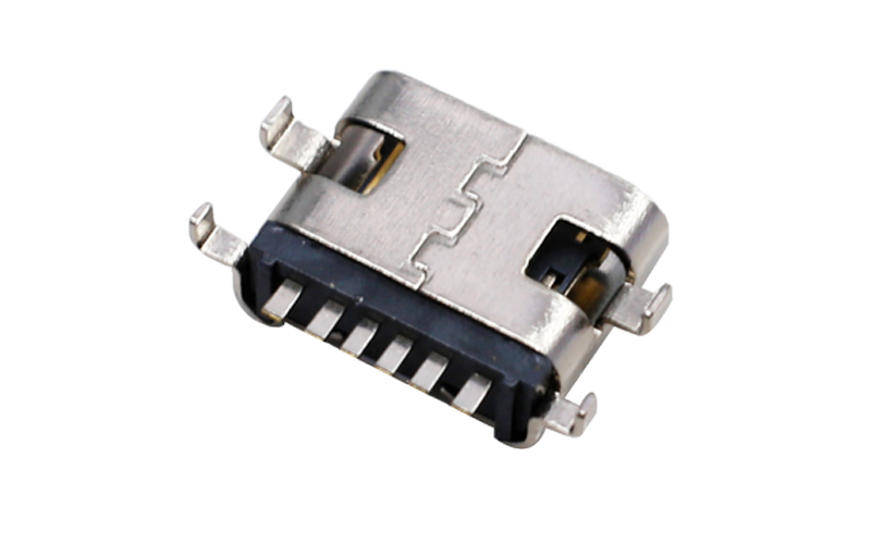 104316072-TYPE-C 6P母座沉板0.8 外壳4脚插板 充电连接器