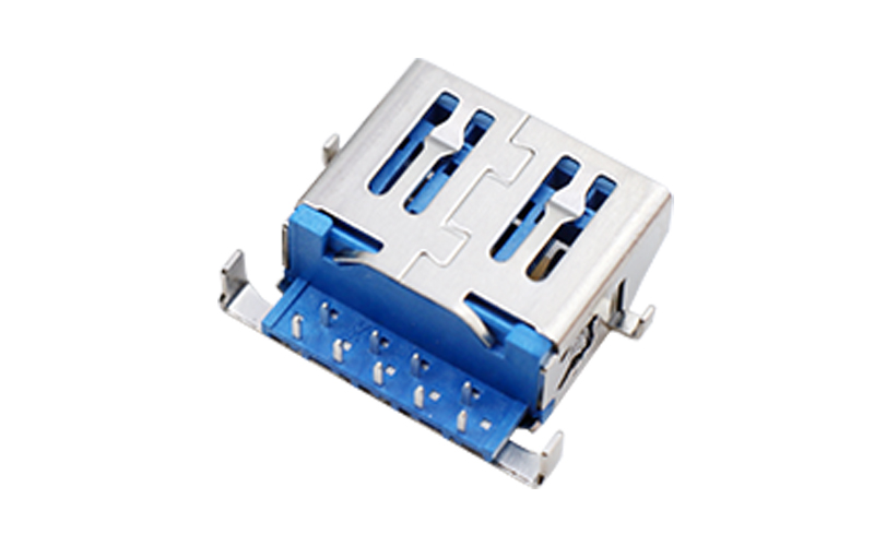 104013132-USB3.0斜口母座 反沉板上H1.8连接器