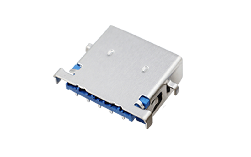 104013152-USB3.0 平口四脚母座 反沉板上1.8H连接器