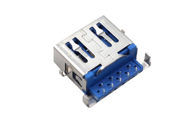 104013152-USB3.0 平口四脚母座 反沉板上1.8H连接器
