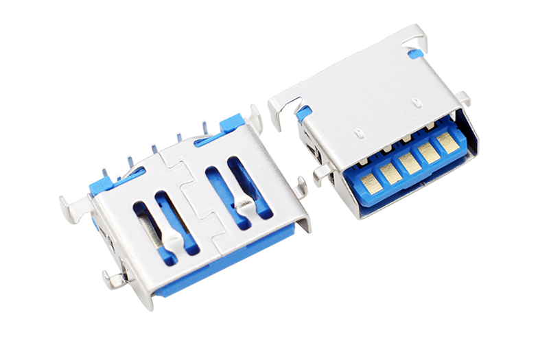 104013112-USB3.0短体12.50母座 反沉1.36斜口四脚插板连接器