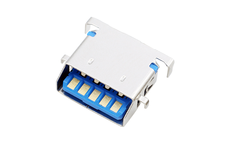 104013112-USB3.0短体12.50母座 反沉1.36斜口四脚插板连接器