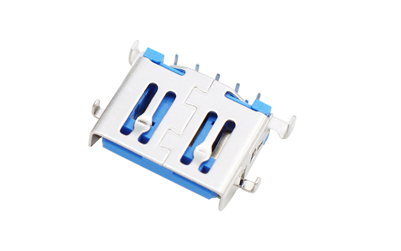 104013112-USB3.0短体12.50母座 反沉1.36斜口四脚插板连接器