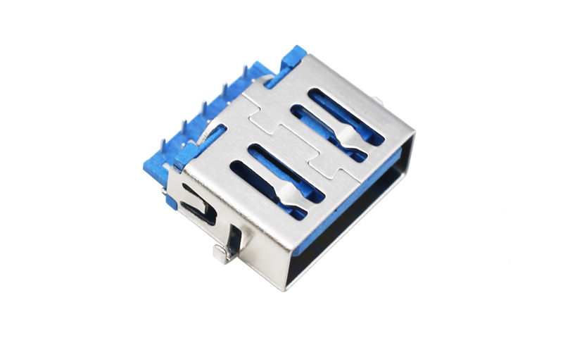 104626522-usb3.0母座 反沉1.36平口两插脚 A母3.0蓝色胶芯连接器