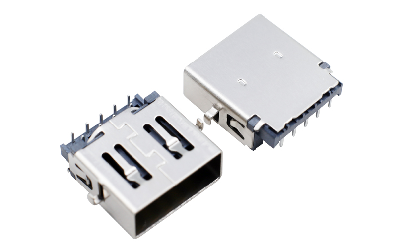 102623692-usb3.0母座 反沉板1.36 两脚插板黑色胶芯 usb接口母头