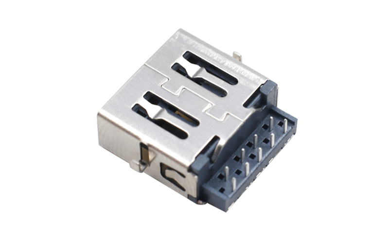 102623692-usb3.0母座 反沉板1.36 两脚插板黑色胶芯 usb接口母头