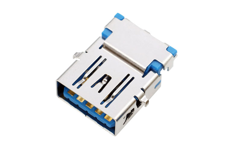 104010092-USB3.0母座 沉板式DIP插座 USBh1.8连接器 蓝胶