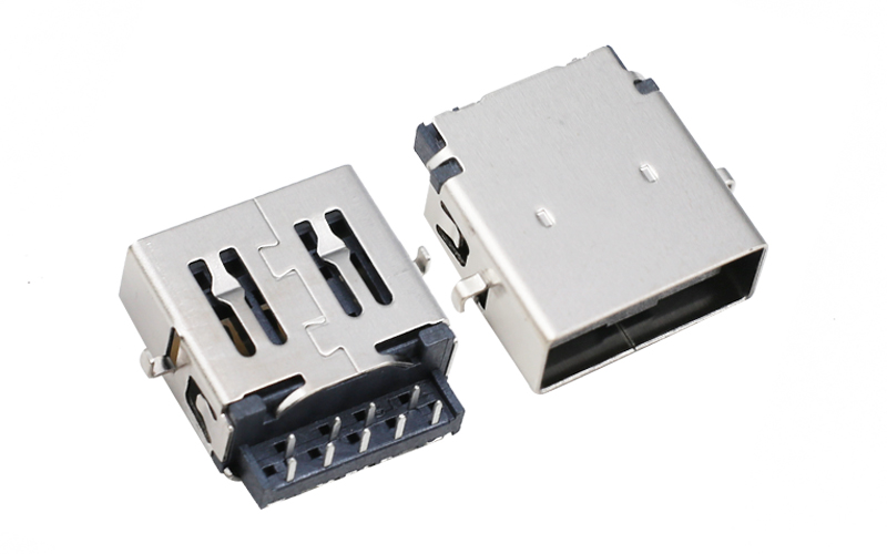 104012932-USB3.0反沉2.56母座 平板A口连接器 黑色胶芯