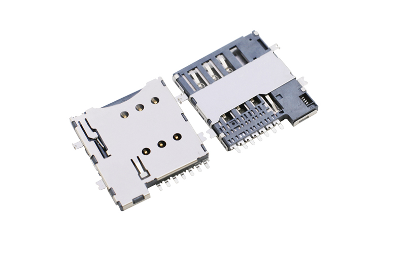 102322222-MICRO SIM卡座 1.35h自弹式反沉1.1卡槽 sim连接器