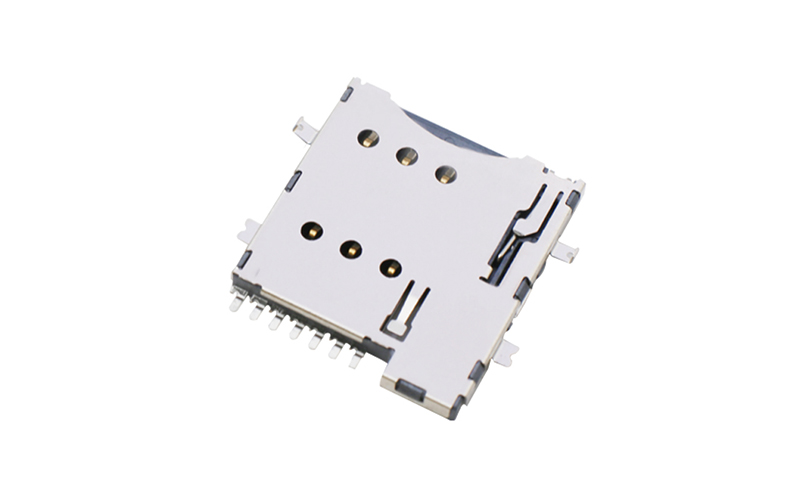 102322222-MICRO SIM卡座 1.35h自弹式反沉1.1卡槽 sim连接器
