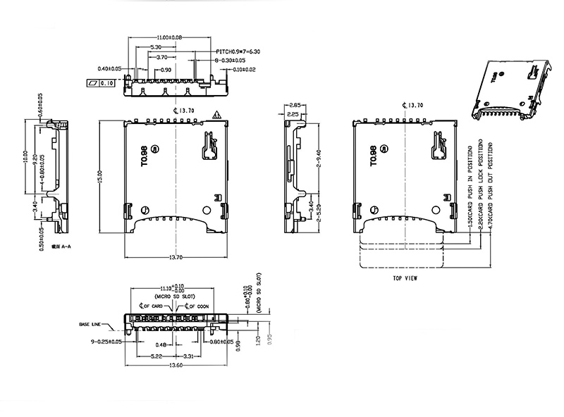 Micro SD卡座定制图纸