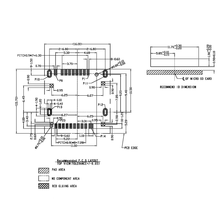 Micro SD卡座定制图纸