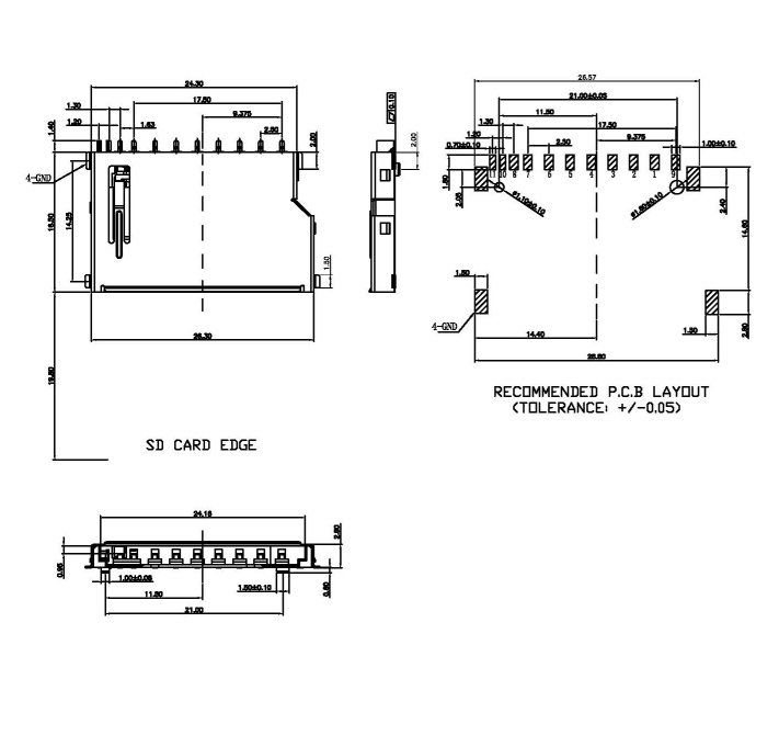 SD NO PUSH 短体卡座